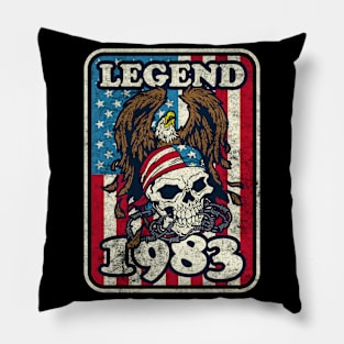 Birthday Legend 1983 Bald Eagle Skull American Pillow