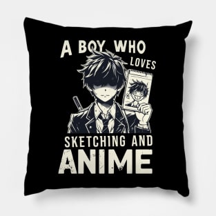 A Boy Who Loves Sketching And Anime Japanese Manga Drawing Pillow