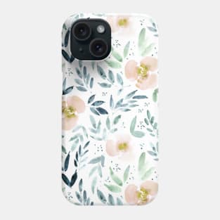 Sweet watercolor garden - painted roses - blush pink florals Phone Case