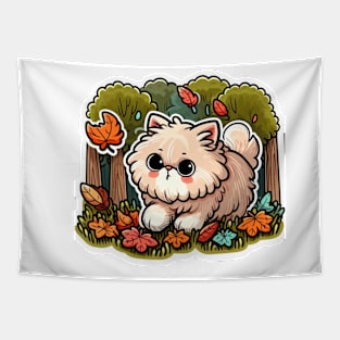 furry kittie in the woods Tapestry