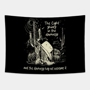 The Light Shines In The Darkness Boots Desert Tapestry
