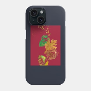 Four Autumn Leaves, dark red background Phone Case