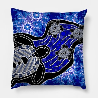 Aboriginal Art - Baby Turtles New Pillow