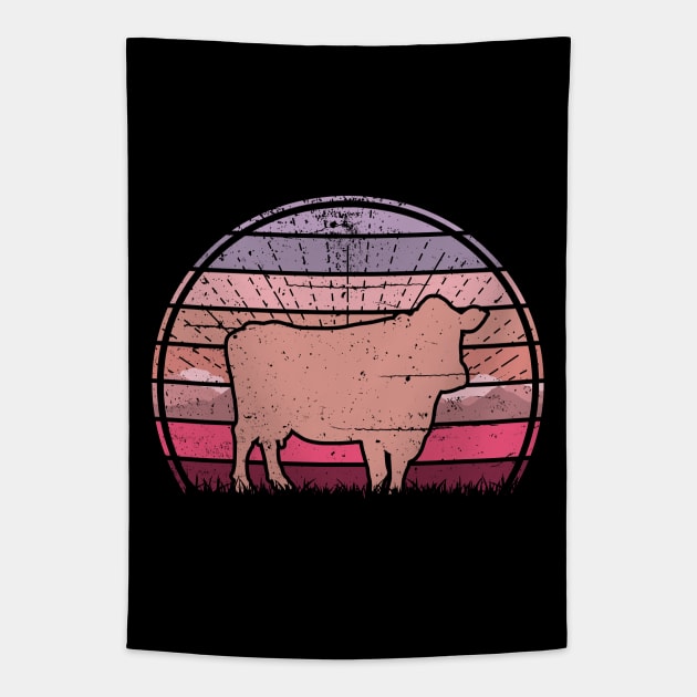 Cow Sunset Tapestry by Nerd_art