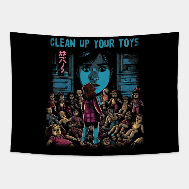 Clean up your toys Tapestry by Lima's