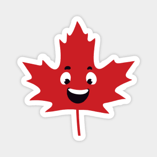 Cool Canada Day Maple Leaf Happy Face Magnet