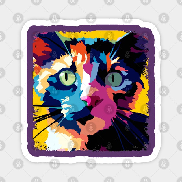 Tortoiseshell Pop Art - Cat Lover Gift Magnet by PawPopArt