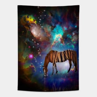 Tiger horse in vivid space Tapestry