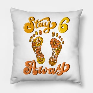 Stay 6 Feet Away Modern Floral Boho 60s 70s Flower Power Pillow