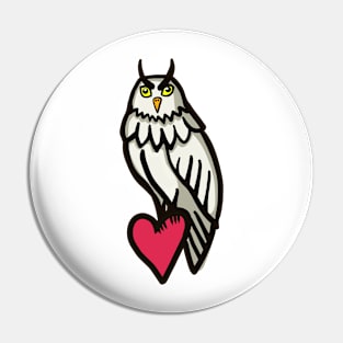 owl and heart Pin