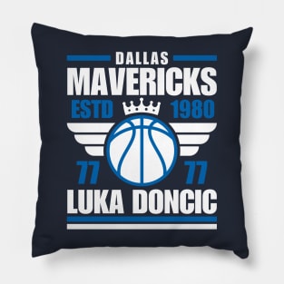 Dallas Mavericks Doncic 77 Basketball Retro Pillow