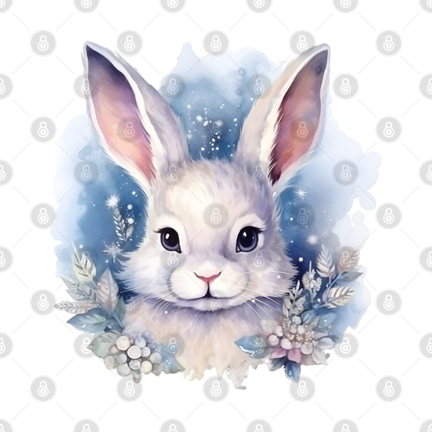 Bunny Christmas floral watercolor by beangeerie