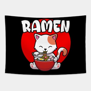 Cute Cat eating Ramen Noodles Tapestry