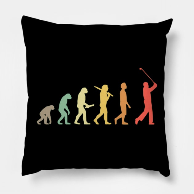 Retro Golf Evolution Gift For Golfers Pillow by positive_negativeart