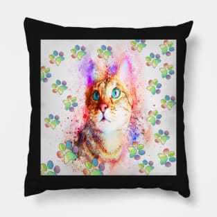 Cat Lover Gifts, Cat Lover Cat Mom Paw Print Gifts Pillow