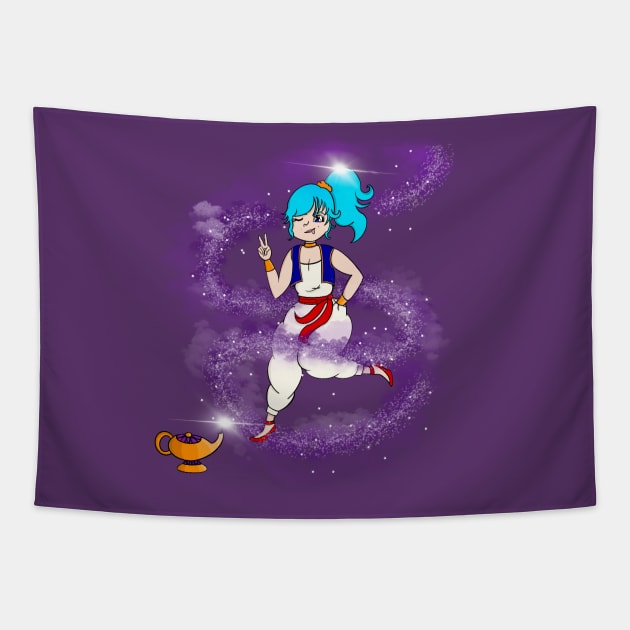 Bulma Genie in a Bottle Tapestry by HazelGeek