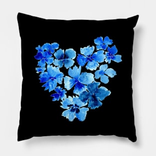 Heart Shaped Blue Flowers Pillow