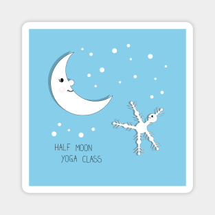 Half moon yoga class cartoon drawing Magnet