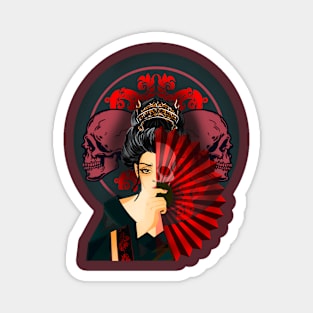 Geisha Skull Fan Magnet