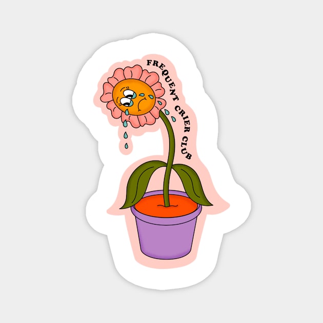 Frequent Crier Club Sad Flower Magnet by Moon Ink Design