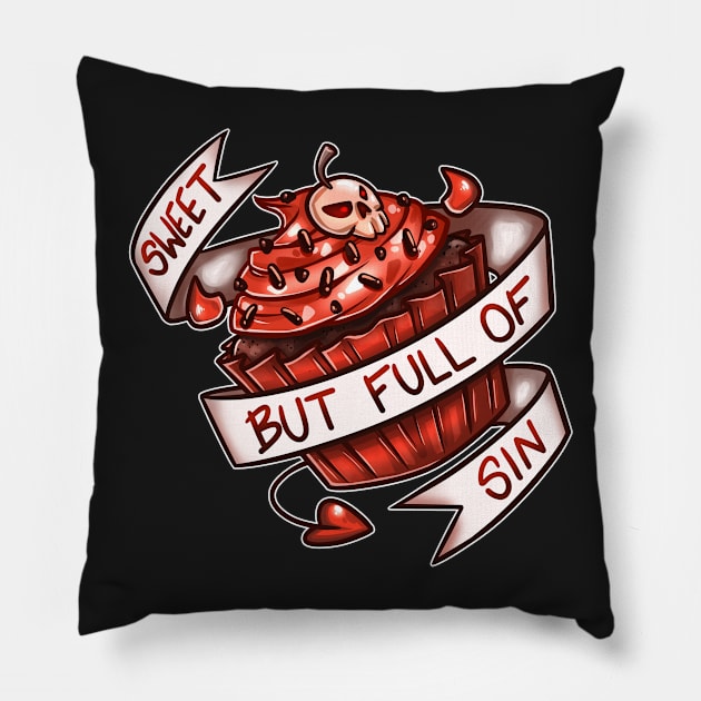 Full of Sin Pillow by Vinniedraws