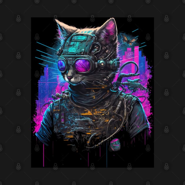 Cyberpunk cat robot by SJG-digital