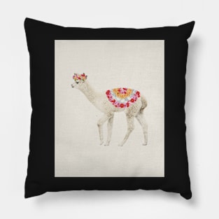 Alpaca with flowers Boho art Pillow