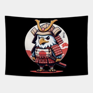 Kawaii Samurai Animal Eagle Warrior Katana Cute Mount Fuji Tapestry