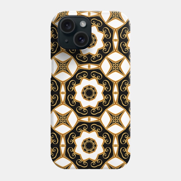 Art deco Black and white Golden tile pattern Phone Case by redwitchart