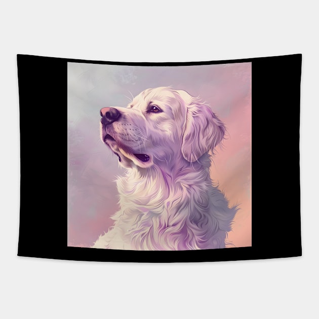 Retro Kuvasz: Pastel Pup Revival Tapestry by NatashaCuteShop