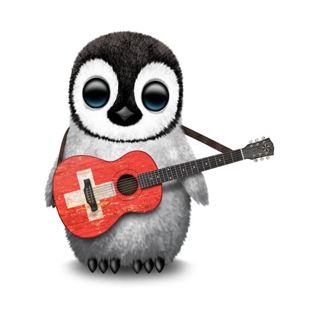 Baby Penguin Playing Swiss Flag Guitar by jeffbartels