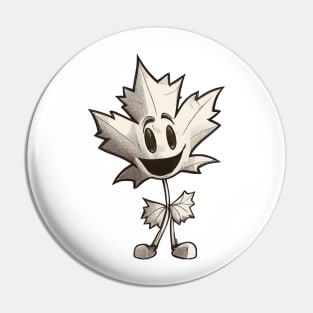 Retro cartoon maple leaf Pin