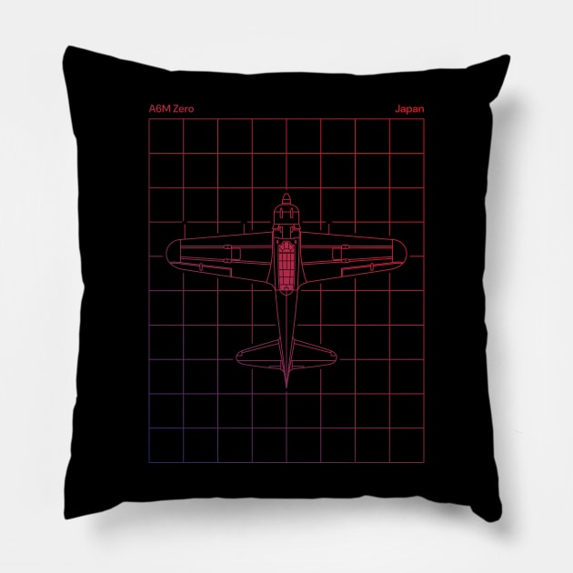 A6M Zero Blueprint Pillow by Legacy Machines