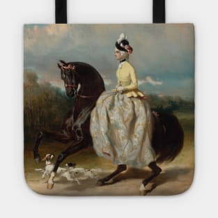 Woman In Marie Antoinette Costume On A Prancing Horse by Alfred de Dreux Tote