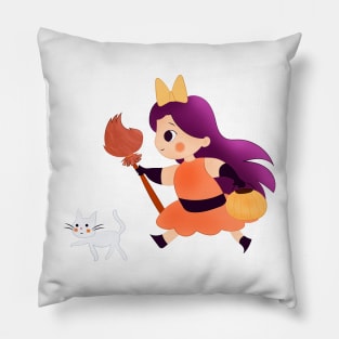 Cute little witchy and her cat Pillow