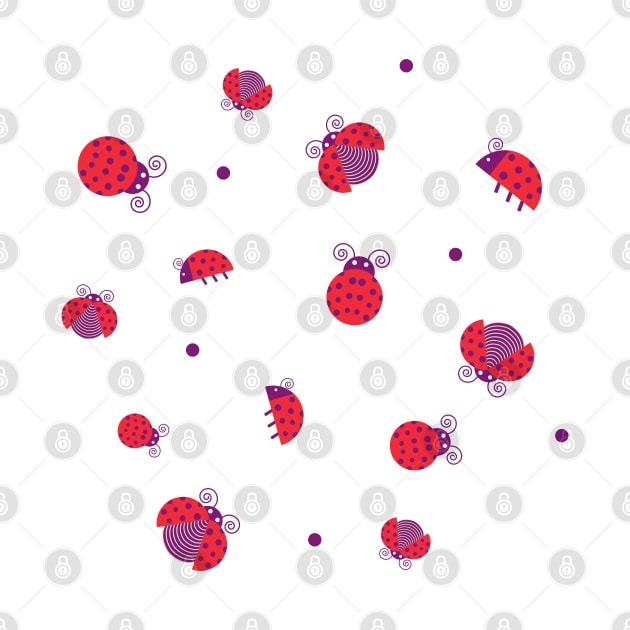Red ladybugs and purple dots by marufemia