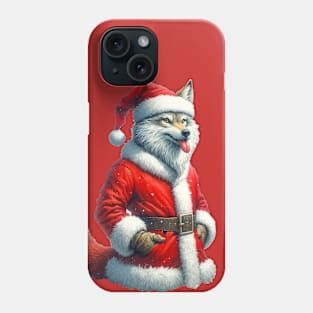 funny wolf Santa Merry Christmas Phone Case