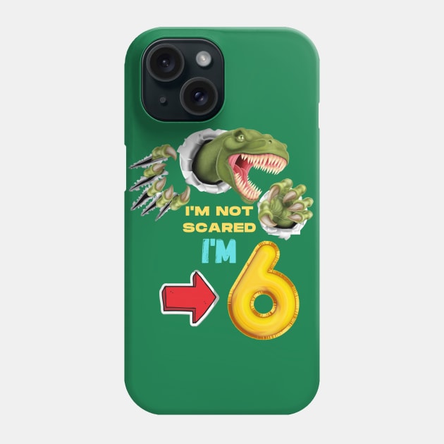 6th Birthday Dinosaur Phone Case by ALBOYZ