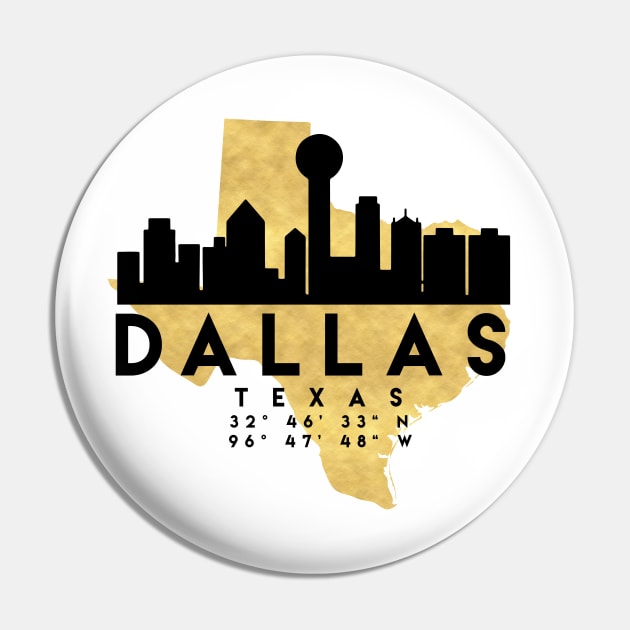 Dallas Texas Skyline Map Art Pin by deificusArt