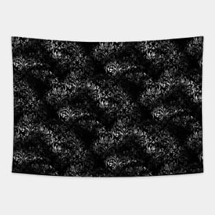 Distressed Black and White Floral Grunge Pattern Tapestry