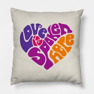 Love Is Spoken Here Bright Word Art Pillow