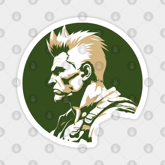 Guile from Street Fighter - Circular Design Magnet by Labidabop