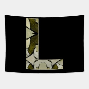 Letter L Monogram Initial Olive Green Pearl White Aesthetic Abstract Pattern Painting On Canvas Tapestry