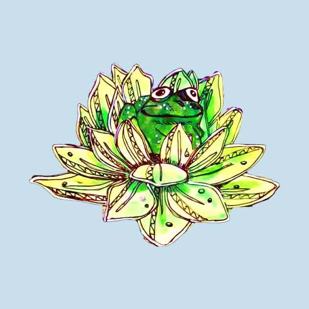 Peaceful Lotus Frog by Light Girl Design