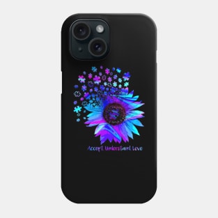 Understand accept autism sunflower autism mom awar Phone Case