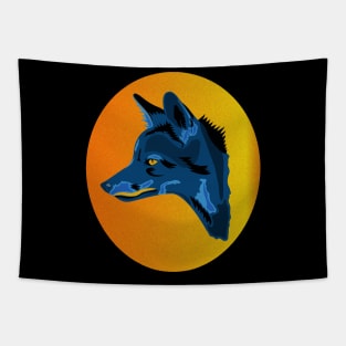 Azure Camouflage Fox Tapestry