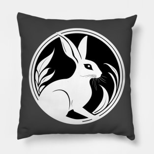 Wild Hare White Rabbit Simple Nature Art Pillow