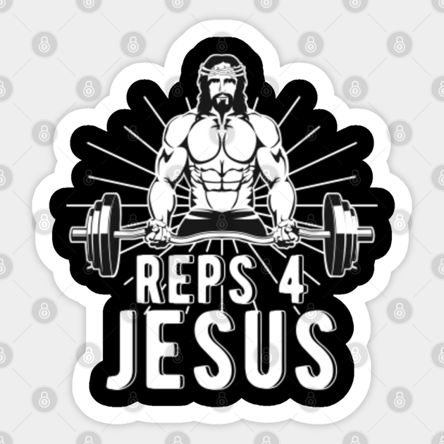 Jesus Bodybuilding Fitness Sticker Funny Christian Saying - Jesus Christ - Sticker