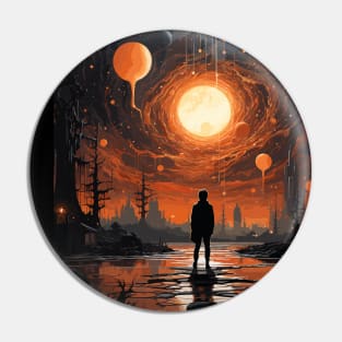 Melancholic Moonlight: Contemplating Cosmic Meltdown Pin