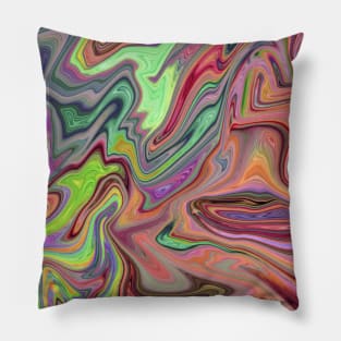 Liquid Marble, Green and Pink Pillow